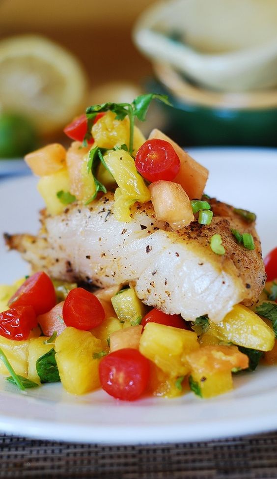 Pan-Seared Black Cod with Tropical Fruit Salsa